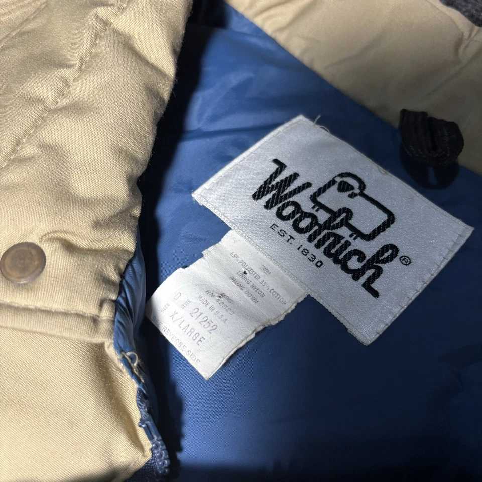 Vintage Woolrich Jacket Mens XL Tan Down Puffer Nylon Lined Winter Coat 90s - Image 3 of 4