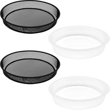 4 Pcs 7 Inch Metal round Bird Feeder Tray and Plastic Bird Bath Bowl, Wild Birds