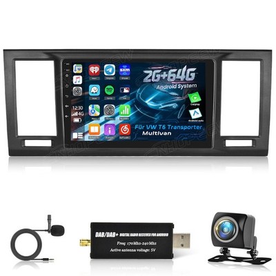DAB+ Android 15 Autoradio GPS Navi BT KAM Für VW T6 Transporter Multivan 2016-21