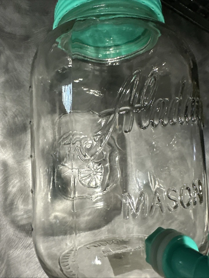 Aladdin Mason 1 galón sol té limonada dispensador tarro de vidrio caño verde azulado Foto 4 de 4