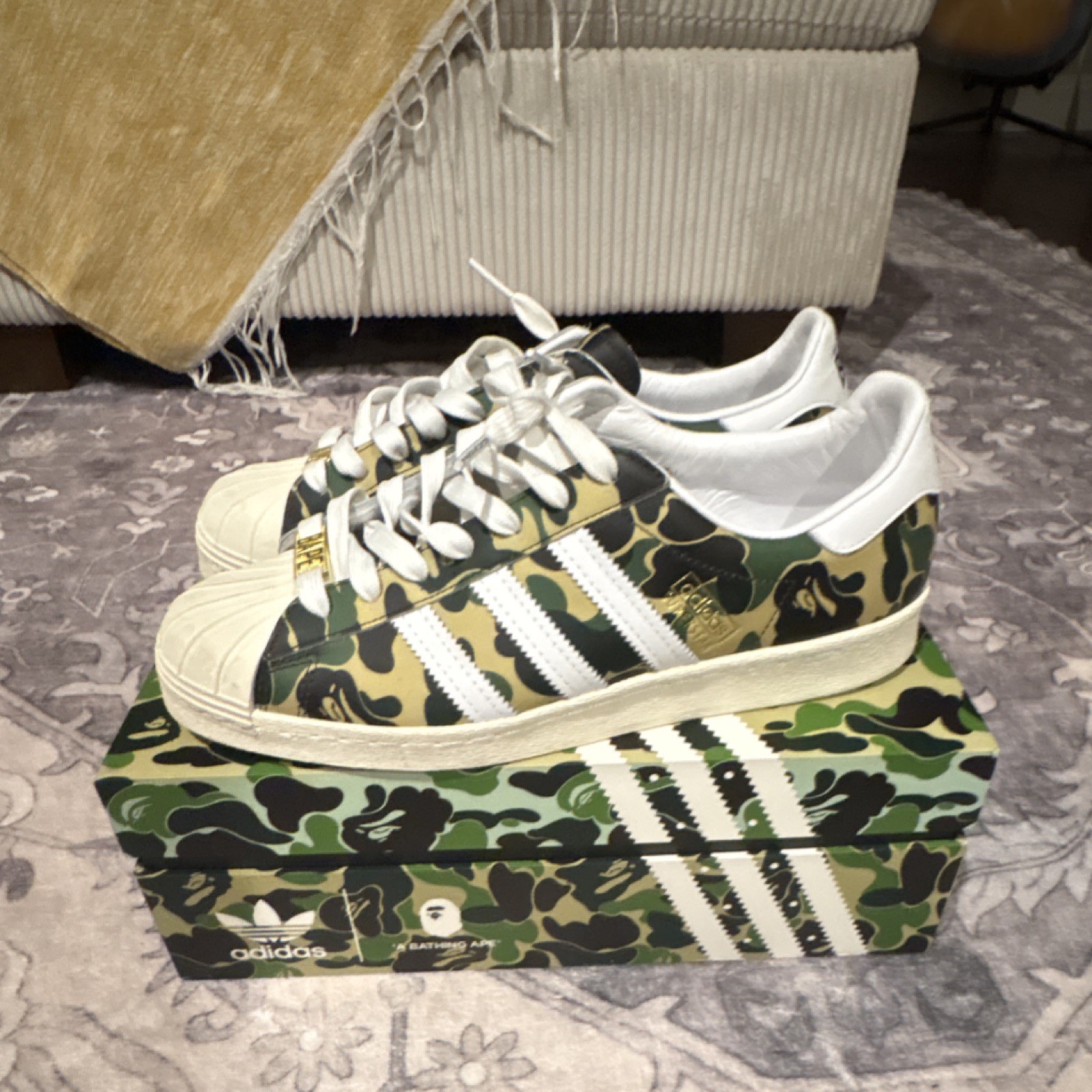 adidas x BAPE Superstar 80s ABC Camo Men's Green Leather Sneakers GZ8981