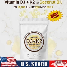 Micro Ingredients Vitamin D3 K2 With Coconut oil,300 Softgels Dietary Supplement