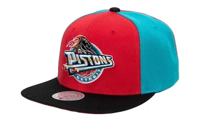 Mitchell & Ness Rd/Blk/Tl NBA Detroit Pistons On The Block HWC Snapback - OSFA - Image 1 of 3