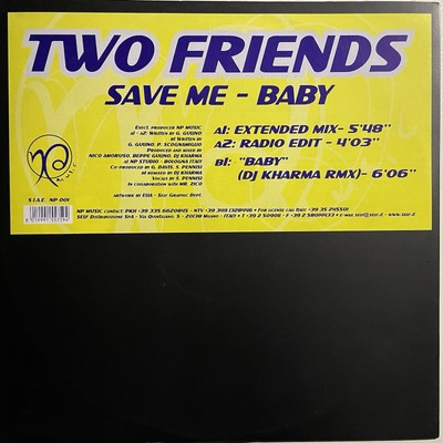 TWO FRIENDS save Me Vinyl 12 Mix NP MUSIC