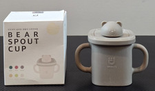 Modui Bear Spout Cup Silicone Baby Training Sippy Cup with Handles 350ml Beige