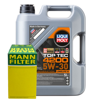 Liqui Moly Top Tec4200 Motoröl 5W-30 NewGeneration 5Liter+Mann Ölfilter Kit Satz