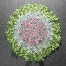 Vintage 26" Handmade Pastel Crochet Doily &ndash; ExtraLarge Round Lace Table Topper
