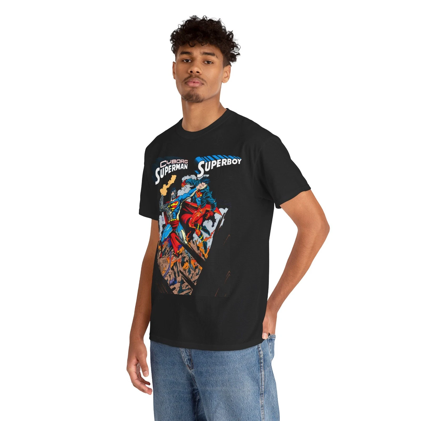 Cyborg Superman Vs Superboy T-Shirt - Tom Grummett Art - DC Comics