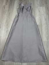 Alfred Sung D778 Maxi Sateen Twill Cashmere Gray Dress Size 8R Bridal Formal
