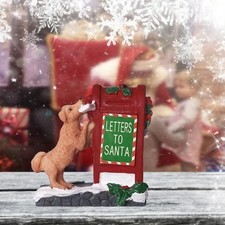 Christmas Statue Sculpture Figurine Cute Dogs Living Room Tabletop Holiday