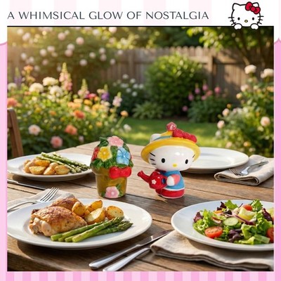 Blue Sky Clayworks Hello Kitty Garden Salt & Pepper Set, Ceramic