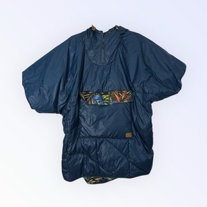 Rumpl Original Puffy Poncho L Navy Blue Hawaii Floral Camping Hiking Packable