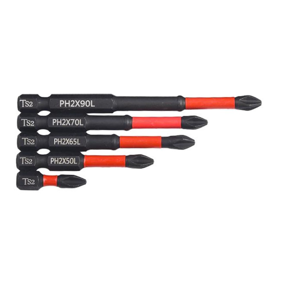 5pcs 25-90mm Magnetic Non-Slip Batch Head PH2 Cross Screwdriver Set Hex Shank