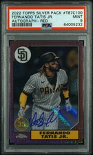 2022 Topps Silver Pack 1987 Chrome Promo Fernando Tatis JR. Auto Red /5 PSA 9