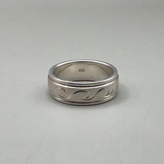 925 Sterling Silver Mens Band Ring Ocean Wave Pattern Size X½/12 FY#8607