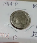 1914 D Buffalo Nickel 5c Restored Acid Date - Free Shipping - Stock Photo