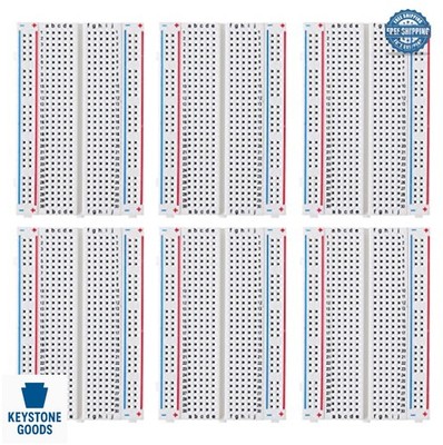 Breadboard Set 6 Pack 400 Tie Points Solderless Protoboard Kit for Arduino