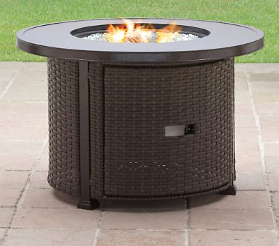 Round Wicker Outdoor Fire Pit Table, Outdoor Gas Fire Pit Table Round