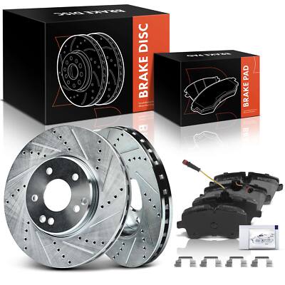 Front Drilled Brake Rotors & Ceramic Brake Pad for Benz W203 C209 R171 C320 C350