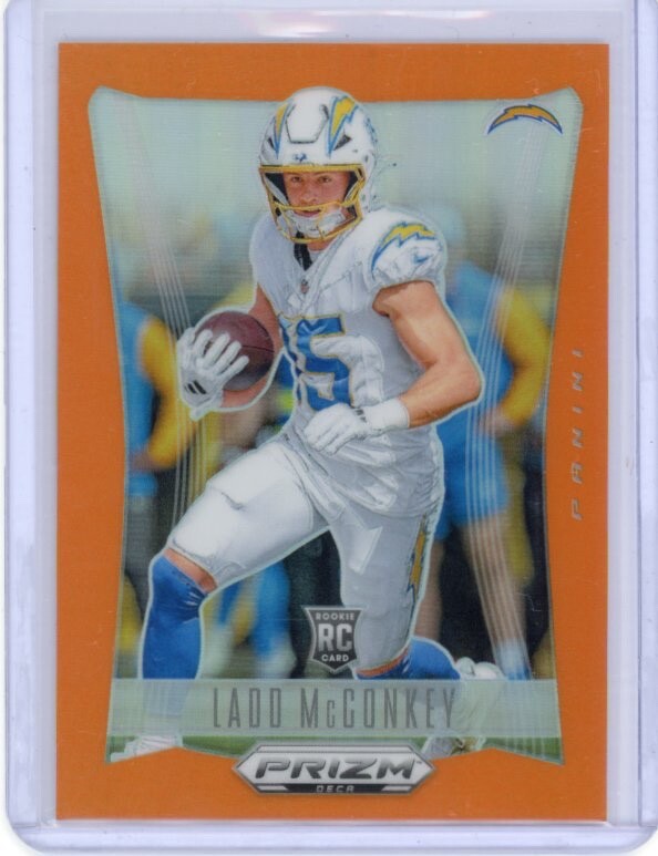 Ladd McConkey Orange /49 (RC): 2024 Panini Prizm Deca Football. LA Chargers WR!