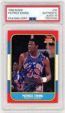 Patrick Ewing 1986 Fleer Autograph Rookie Card #32 PSA Authentic PSA/DNA 10