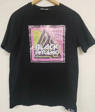 Black Pyramid Mens Large Shirt Black Large Print Making Waves Since 1989
