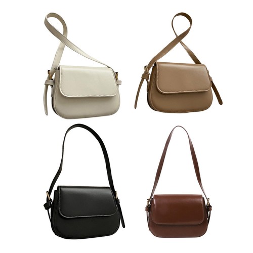 Women's Top Handle Shoulder Bag - Simple Leather Boston Bag, Small Underarm Purse - View #10