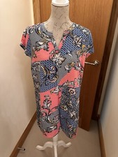 Ladies Tu Shirt/Cover up Slip on style dress Size 12 pink & blue Holidays