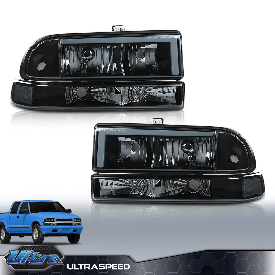 Черные дымчатые светодиодные фары дневного света бампер лампы подходят для 1998-2005 Chevy Blazer S10 - Изображение 2 из 4