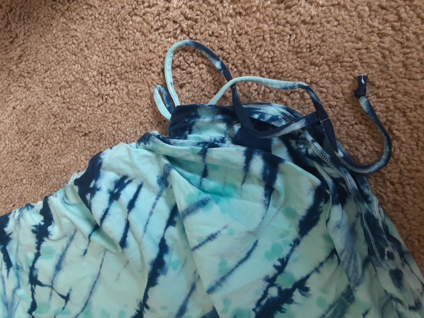 UNDERCOVER Abito Victorias Secret ROSA Tye Dye Turchese Spirale Increspato L HTF Nuovo