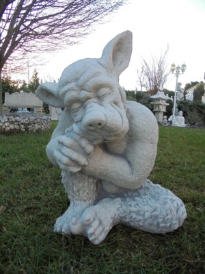 Massiver riesiger Gargoyle, Troll, Statue,Torwächter 51 cm Gartenfigur Steinguss