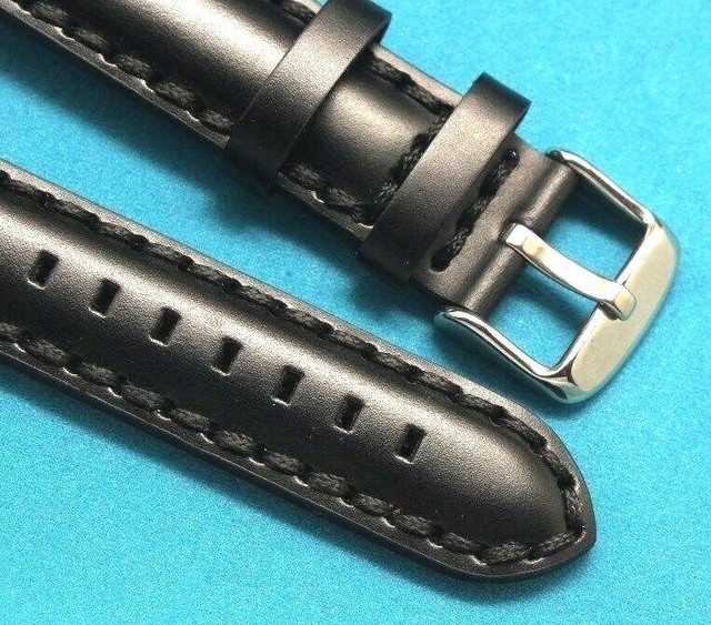 20mm Black Leather Thick Stitching Padded Replacement Watch Band - Victorinox 20 | eBay
