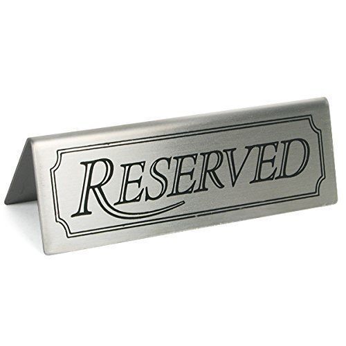 Reserved Table Sign Stainless Steel Bar Restaurant Table Tent Notice - Picture 1 of 3