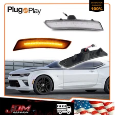 2 Clear Front Amber LED Side Marker Signal Lights For 2016-2022 Chevrolet Camaro