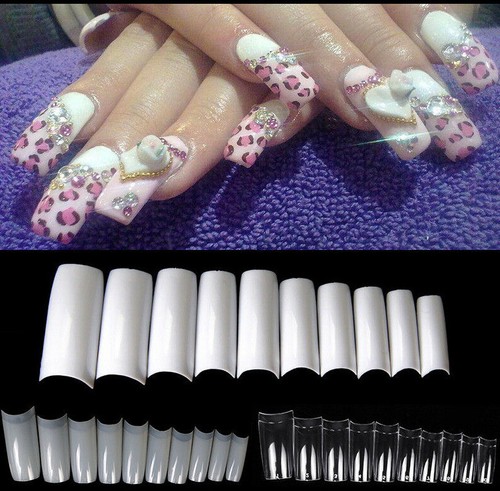 500Pcs/Box Natural French Acrylic False Nail Tips Art 10 Different Sizes DIY UK - Picture 2 of 13