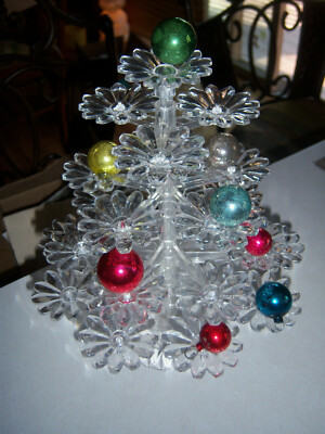 SWEET! RARE VTG JONDEL DAISY Xmas Tree plastic appetizer TREATS Mod centerpiece