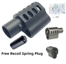 1911 .45 ACP Muzzle Brake Compensator, Aluminum 6082 T6 Black Free Plug