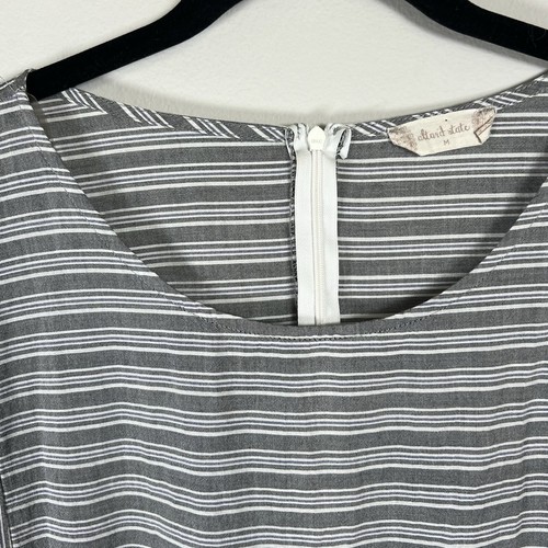 Altar'd State Women's Striped Mini Dress Gray Zip Cotton Short Sleeve Zip Medium - Picture 3 of 12