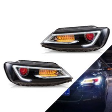 LED Headlight For 2011-2018 VW Jetta MK6 Projector Demon Eyes Assembly Black L+R