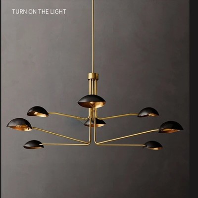 1950MidCentury Brass Black Orb Sputnik Italian Ceiling Stilnovo Chandelier 2Tier