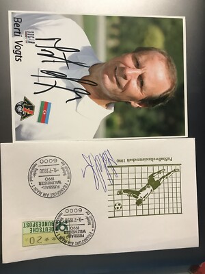 2 autographs special envelope SST + POSTCARD Berti Vogts football world champion 90 XYZ 