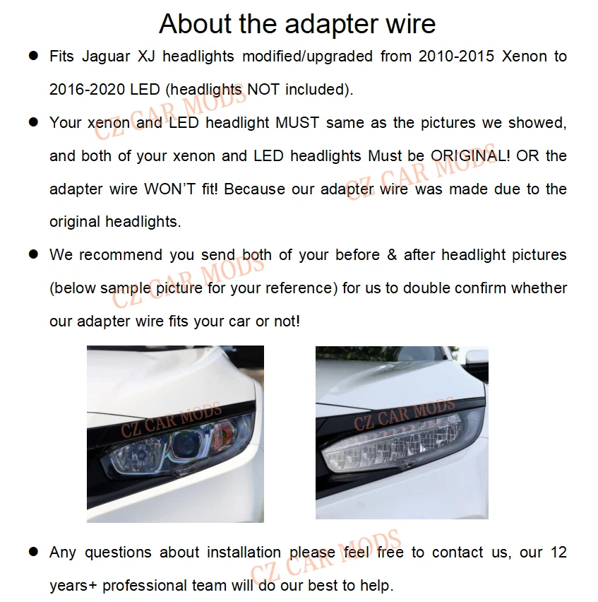 Faro para Jaguar XJ 2010-2015 modificar xenón a 2020 LED con cable adaptador AFS Foto 3 de 4