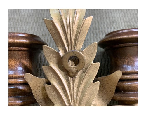 VINTAGE HOME INTERIOR WOOD/METAL HANGING SCONCE WITH TWO FROSTED GLASS GLOBES - Picture 8 of 11