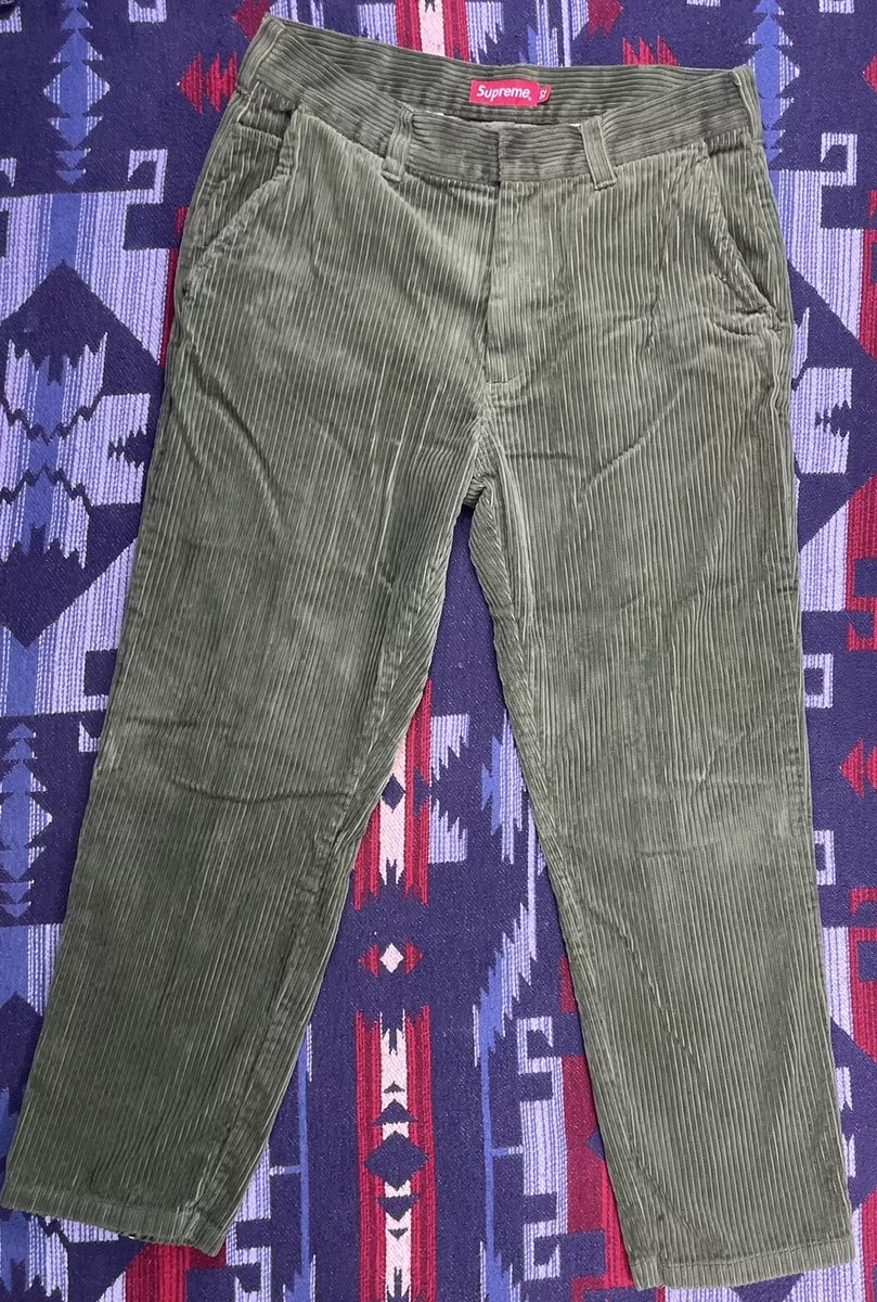 Supreme Green Corduroy jean size 32 jeans trousers pants Zippers  Skateboarding