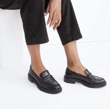Madewell Bradley Lugsole Leather Black Loafer Size 8