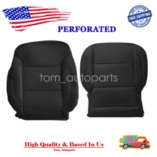 Driver Bottom Top PERF Leather Seat Cover Blk For 15-19 Silverado Sierra 1500 US