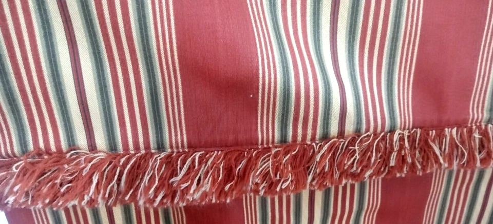 1 par de paneles de cortinas Waverly a rayas con lengüeta verde óxido beige flecos 83" X 41" Foto 4 de 4