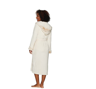 Dennis Basso Plush Robe w/ Faux Fur Trim & Monogram Initial