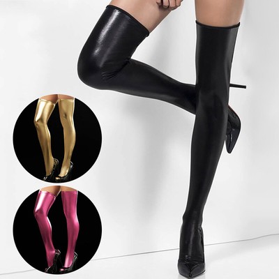 75cm Women Long PU Leather Shiny 