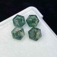 AAA Natural Moss Agate Faceted Hexagon Shape Loose Gemstone